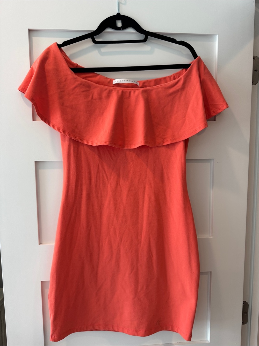 Susana Monaco Coral Off-Shoulder Ruffle Mini Dress